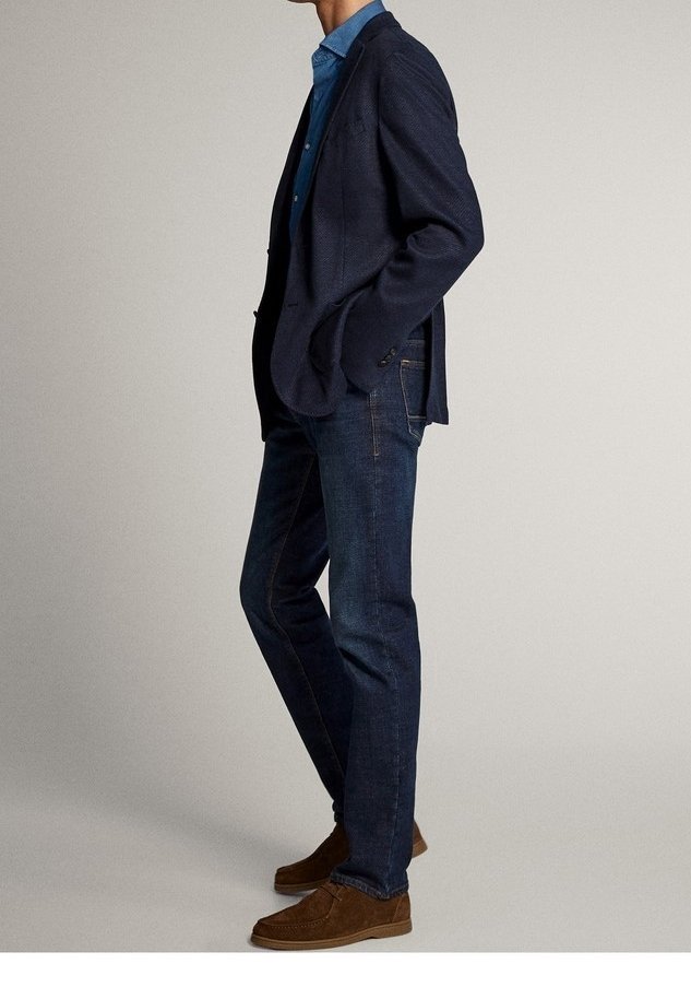 Blazer Homme Massimo Dutti Bleu - Taille 54E - Mélange Lin/Laine Sans Doublure - Parfait État