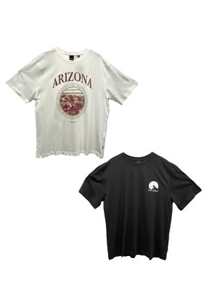 2ER PACK GESCHNITTEN RUNDHALS KURZARM - T-Shirt print - schwarz rot