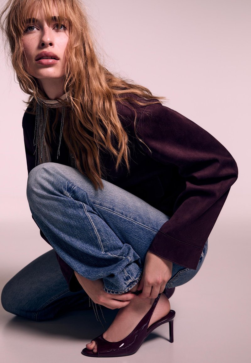 Stradivarius Avokärkiset korkokengät - dark red