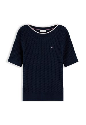 Tommy Hilfiger, FINE CABLE BOAT NECK - Πουλόβερ - dark night navy