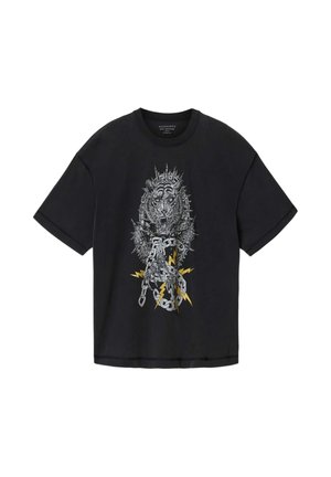 AllSaints, IRON TIGER SS CREW . - T-shirt print - washed black