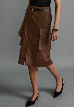Next UTILITY TALL - REGULAR FIT - Fustă denim - chocolate brown