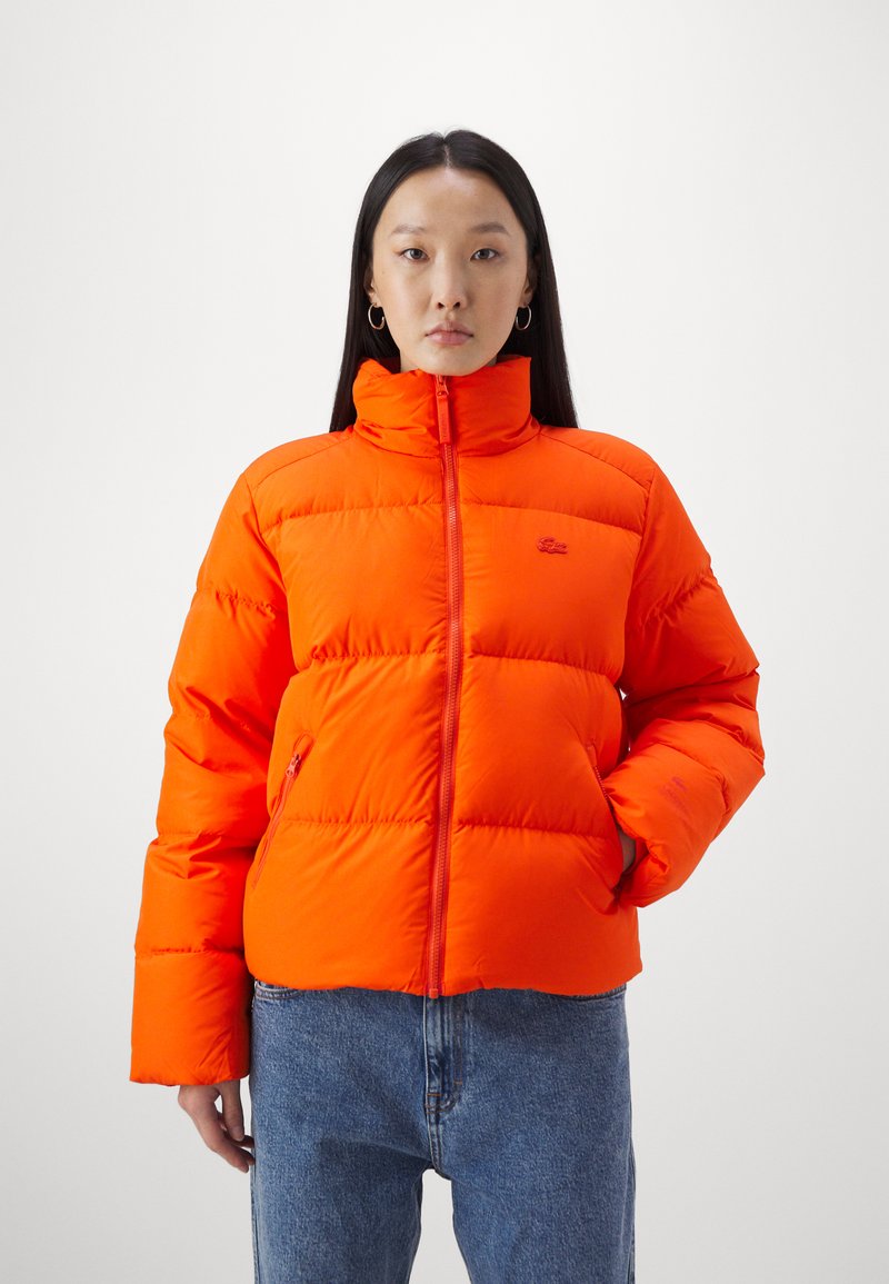 lacoste orange puffer jacket