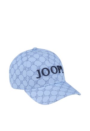 Casquette bleu clair en tissu à motifs avec des designs circulaires. Broderie noire "JOOP!" sur le devant. Visière courbée et dos ajustable.