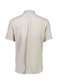 Camicia a maniche corte, con colletto, in lino beige chiaro. Presenta un orlo dritto, una trama sottile e una piega sul retro per un fitting migliorato.