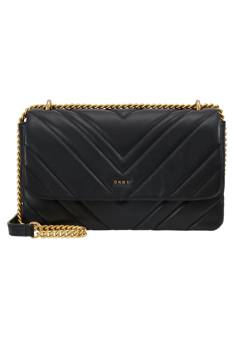 DKNY Black Quilted Chevron Leather Backpack with Gold Accents Dkny | Bags | Dkny Black Leather Logo Backpack With Gold  main image 4