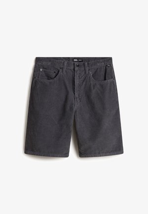 Szare szorty z cordurowego materiału z dwiema przednimi kieszeniami, z suwakiem i subtelną, pionową teksturą. Klasyczny krój z prostym dopasowaniem.