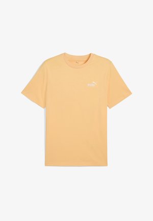 Puma T-shirt i ljusgul, rund hals, kort ärm, tillverkad av mjukt bomull, med en liten vit logotyp på vänster bröst.
