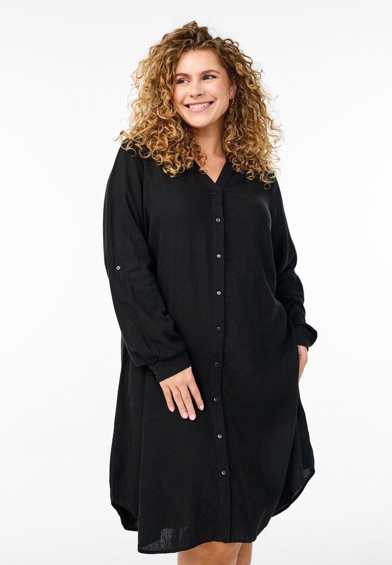 Zizzi - Shirt dress - black, Enlarge