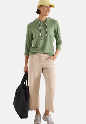 Cecil, 3/4-ARM SHIRT MIT KAPUZE UND PRINTDETAILS - Hættetrøje - deep matcha green