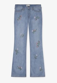 Abercrombie & Fitch HIGH RISE FLARE FLORAL - Jean bootcut - mottled light blue