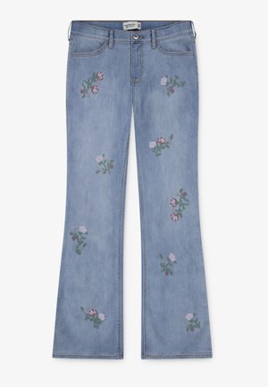 Abercrombie & Fitch HIGH RISE FLARE FLORAL - Jeans bootcut - mottled light blue