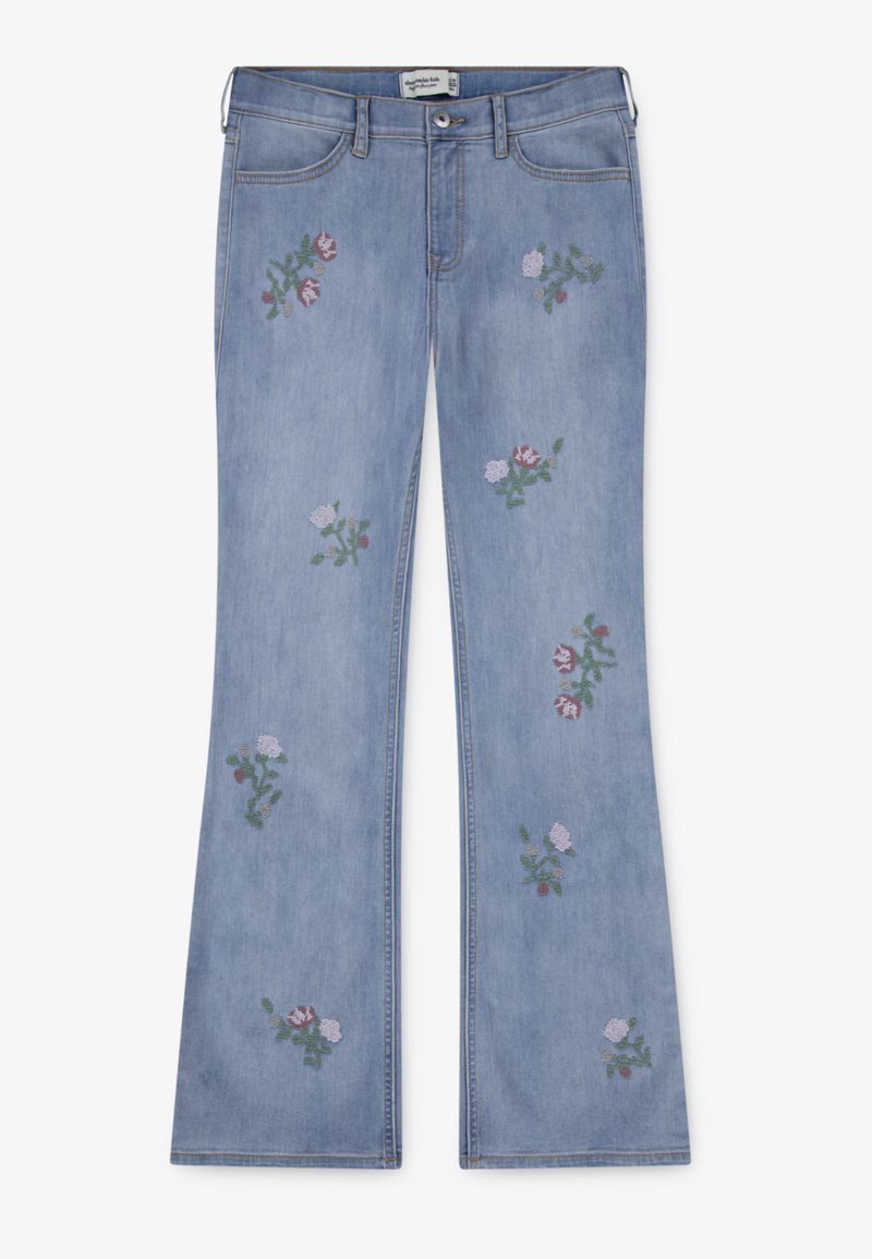 Abercrombie & Fitch HIGH RISE FLARE FLORAL - Jean bootcut - mottled light blue