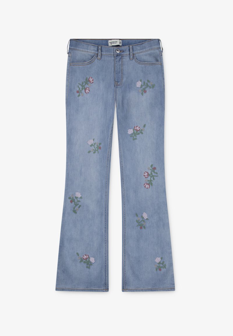 Abercrombie & Fitch HIGH RISE FLARE FLORAL - Jean bootcut - mottled light blue