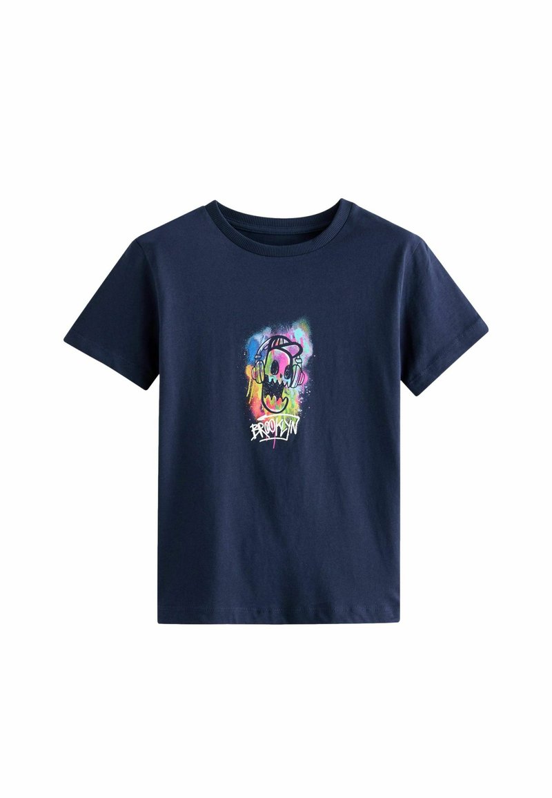 Next SHORT SLEEVE GRAPHIC STANDARD - Apdrukāts T-krekls - navy multi grafitti