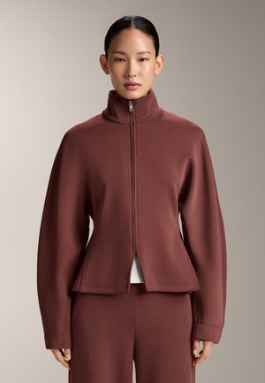 FITTED WAIST - Cipzáras pulóver - brown