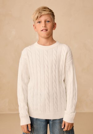 Next, REGULAR FIT - CABLE CREW NECK - Striktrøje - cream