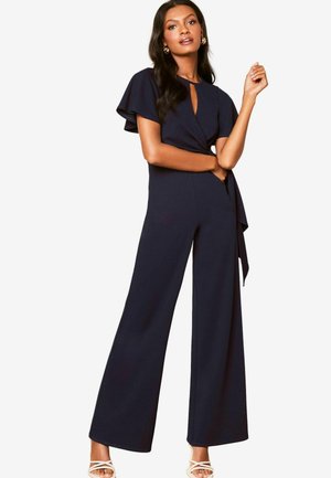 FLUTTER SLEEVE TIE SIDE WIDE LEG - REGULAR FIT - Kezeslábas - navy