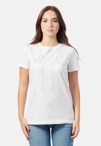 Armani Exchange CON STRASS - T-shirt con stampa - bianco