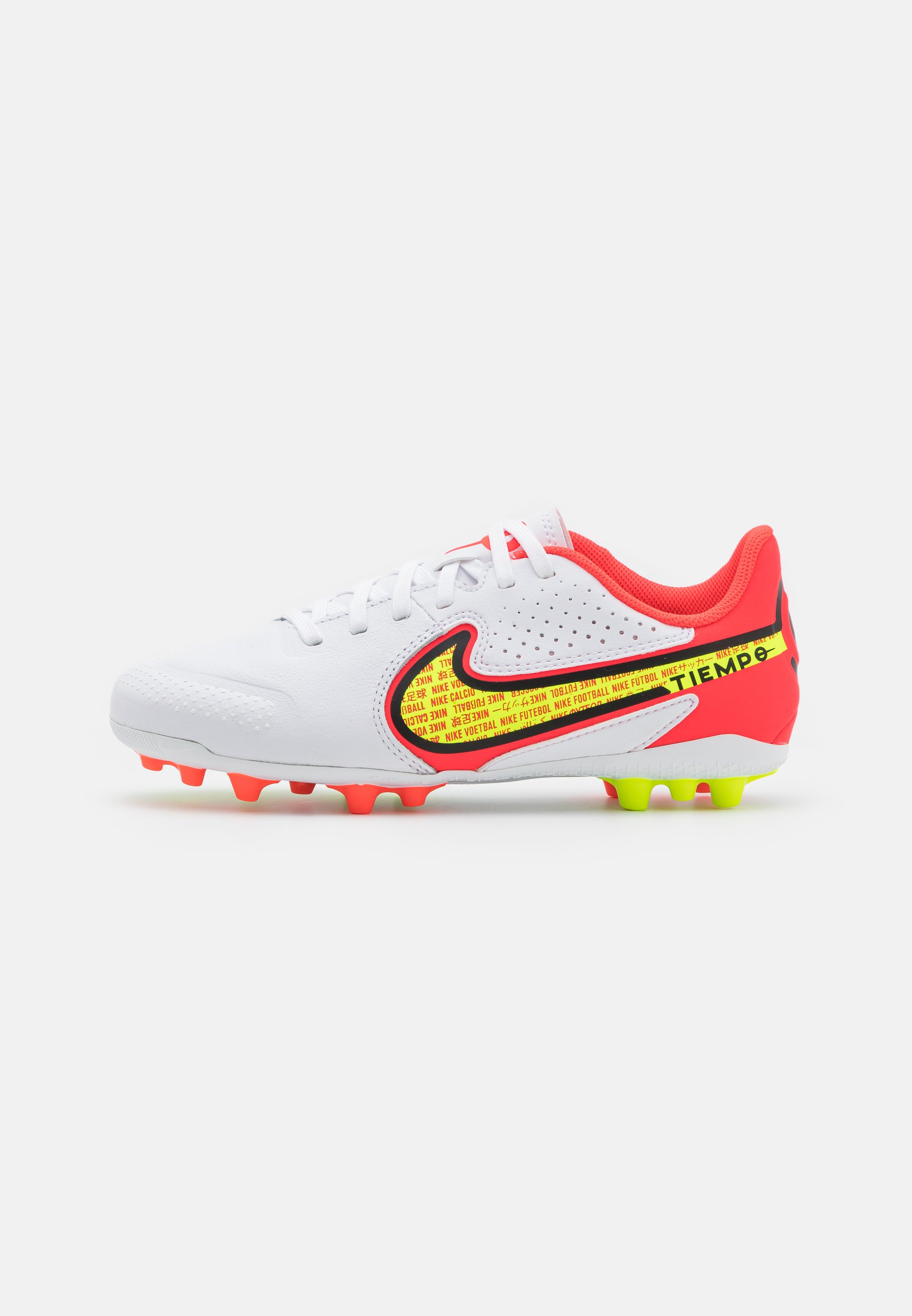 Nike Performance JR. TIEMPO 9 ACADEMY AG UNISEX - Botas de fútbol con tacos - white/volt/bright crimson/blanco - Zalando.es