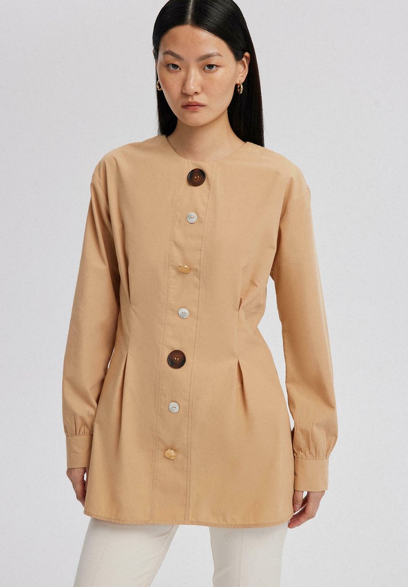 Button Up Blouse in Camel
