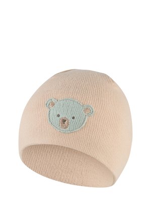 Sterntaler, BEANIE GERIPPT MIT APPLIKATION BÄRGESICHT UNISEX - Beanie - beige