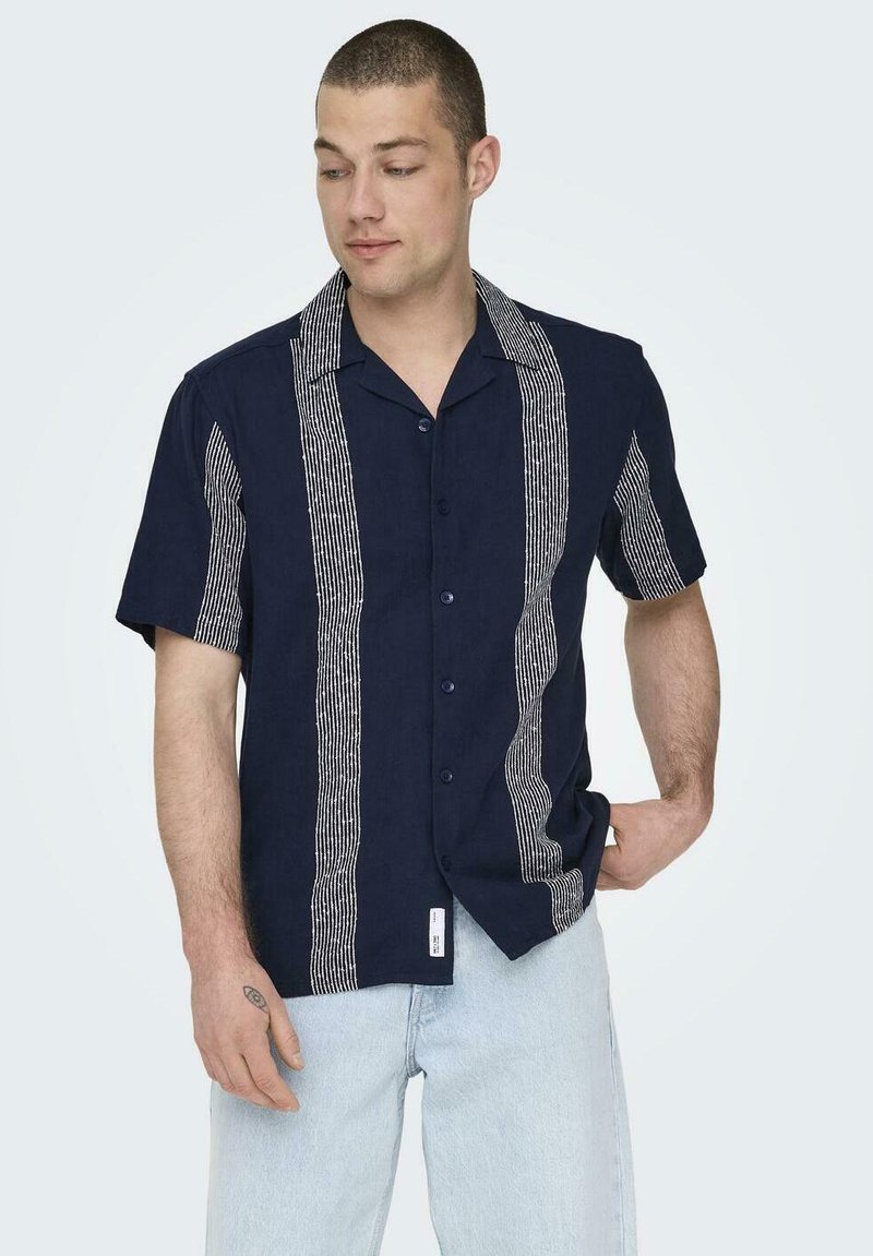 Only & Sons KURZARM RESORT- KRAGEN KNOPFLEISTE - Hemd - blau
