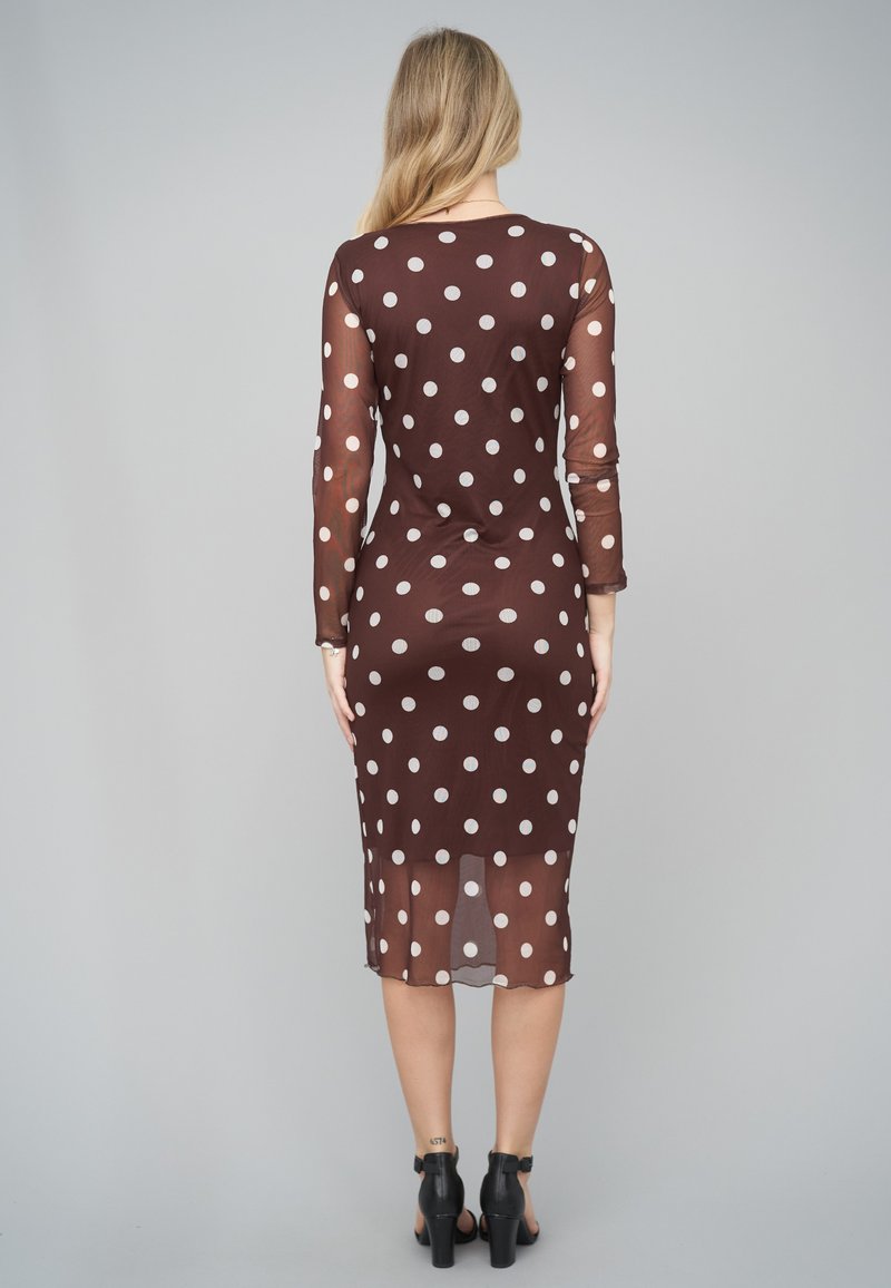 Cloud 5ive LONG-SLEEVE DRESS POLKA DOTS - Shift dress - brown - Zalando.ie