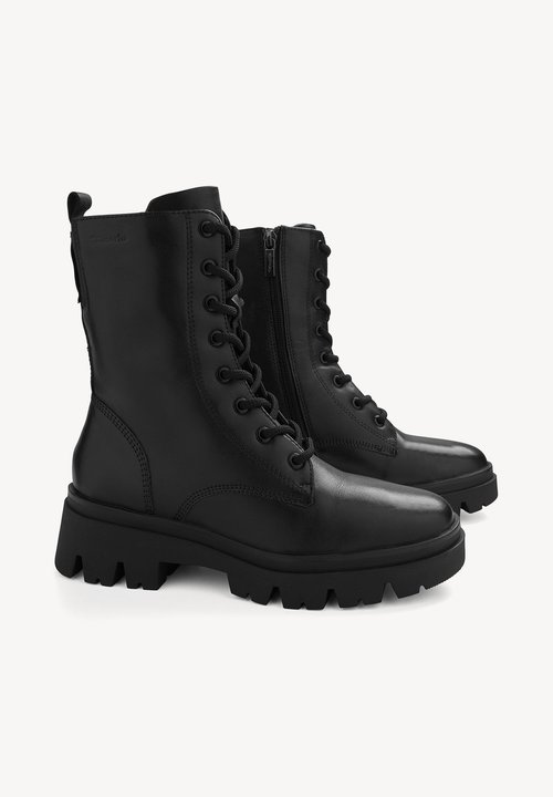 Botas Con Cordones Tamaris Para Mujer - Color Negro, Talla 37 EU, Material Sintético, Tacón Bloque, Estilo Urbano