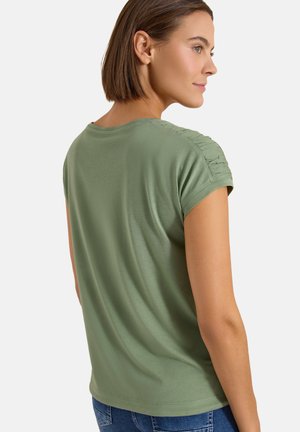 Cecil, SHORT-SLEEVE SHIRT WITH BOAT NECK AND RUCHING - T-shirt imprimé - deep matcha green