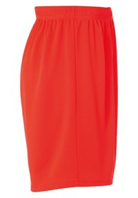 Rode sportieve shorts van lichtgewicht materiaal, met een elastische tailleband en een relaxte pasvorm, zonder extra patronen of accenten.