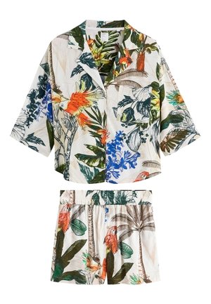 Next REGULAR FIT - BUTTON THROUGH SHORT SET - Nattøj sæt - ecru parrot