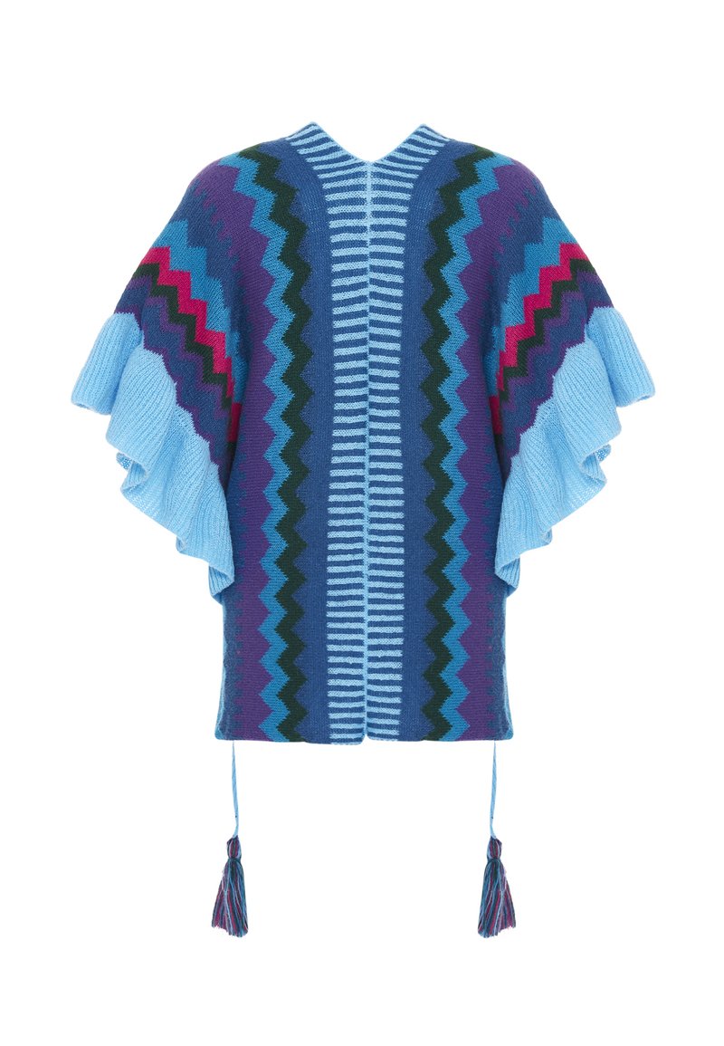 usha PONCHO Cape blau mehrfarbig/blau-metallic