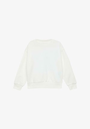 Weißer Sweatshirt aus weichem, dehnbarem Material. Mit einem runden Halsausschnitt, langen Ärmeln und gerippten Bündchen und Saum für eine entspannte Passform.