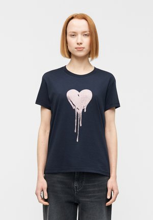 WALK FLOWING HEART - Nyomott mintás póló - encre