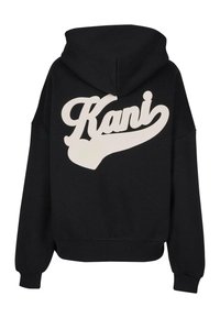 Zwarte hoodie met groot crème-kleurig "Kani" logo op de achterkant. Ruime pasvorm, capuchon, ribgebreide manchetten en zoom. Gemaakt van zachte stof.