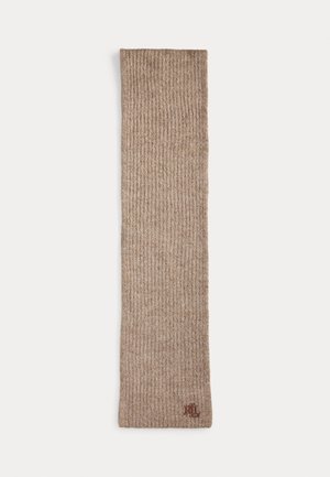 LEATHER TRIM RIB KNIT SCARF - Šál - taupe