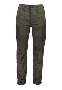Cargo shorts in donkergroen en donkerbruin, met meerdere zijzakken, een ritszak en een stevige stof met een relaxte pasvorm.