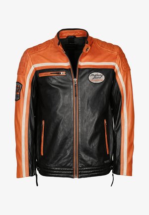 Maze Leather jacket - black/orange/orange