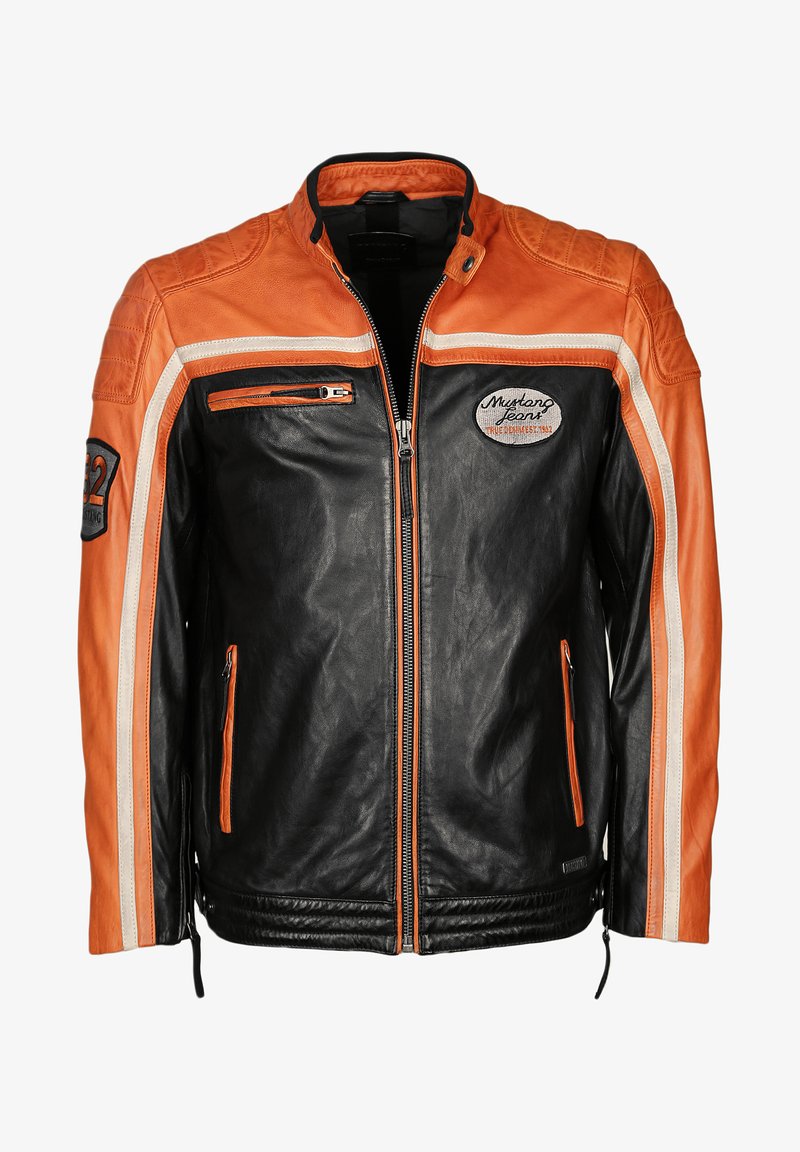 Mustang GUNNER - Leren jas - schwarz orange