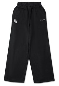 Sorte breddebenede sweatpants lavet af blødt stof, med elastisk talje, sidelommer og broderet logo foran.