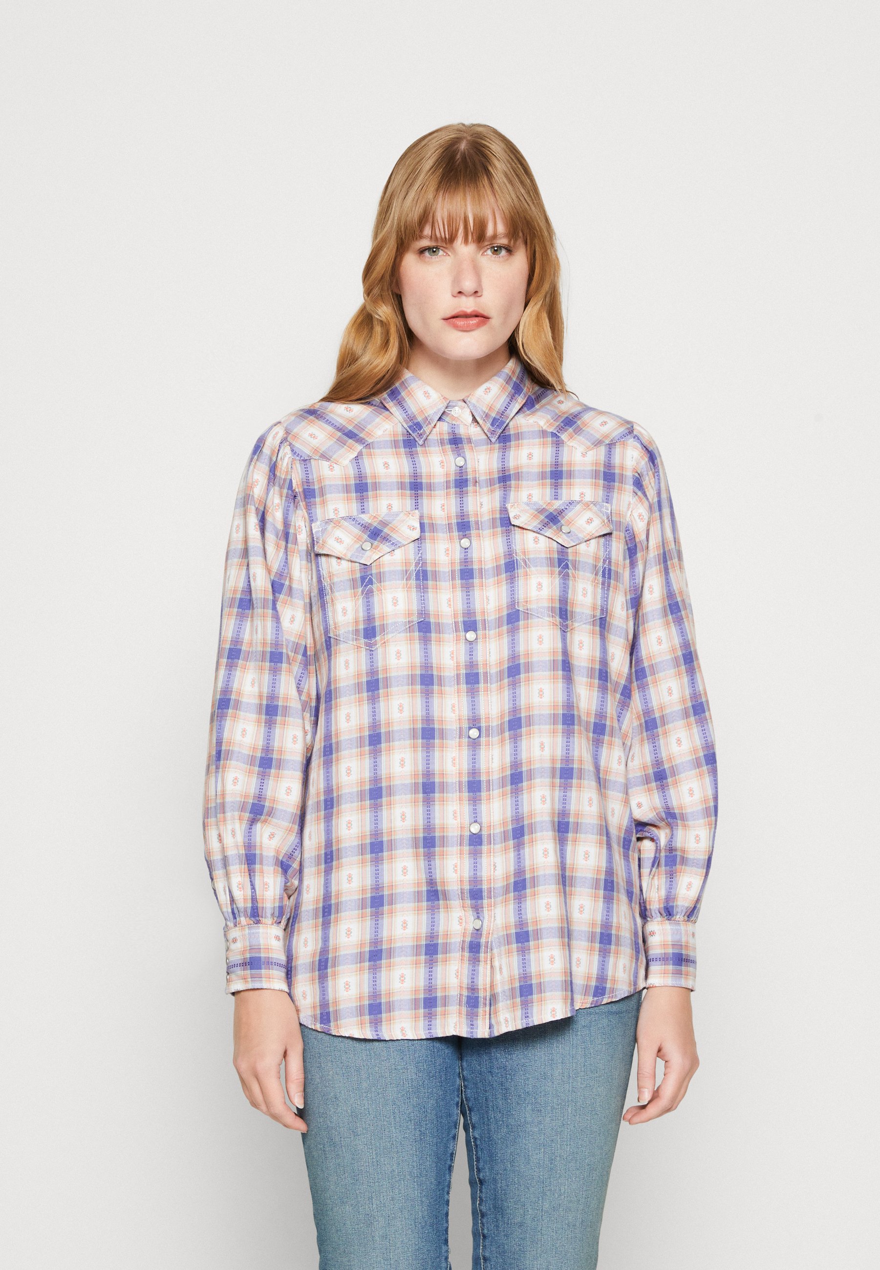 Wrangler BALLOON SLEEVE SHIRT - Button-down blouse - federal blue 