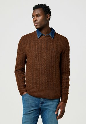 Wrangler LONG SLEEVE CABLE REGULAR FIT - Maglione - mahogany heather