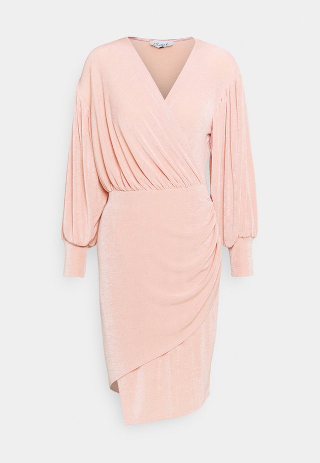 PUFF SLEEVE WRAP DRESS - Cocktailjurk - blush