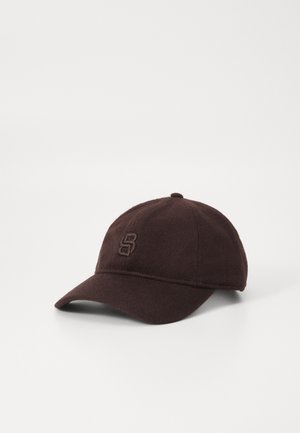 Dark brown baseball cap with curved brim and embroidered "B" logo on the front, shown against a plain white background.