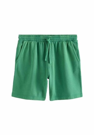 Grønne bomulds-casual shorts med elastisk talje og snøre, med to sidelommer.