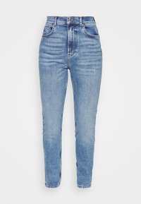 Högmidjade jeans i ljusblå denim, med slim fit, fem fickor och subtila blekningsdetaljer på benen.