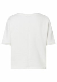 Witte katoenen t-shirt met een relaxte pasvorm, korte mouwen, een ronde halslijn en een naad in het midden van de achterkant. Zachte, gladde textuur.