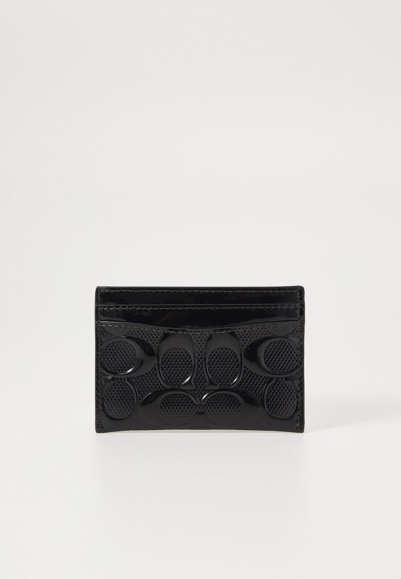 COACH PATENT SIGNATURE LEATHER ESSENTIAL CARD CASE - Portofel - black