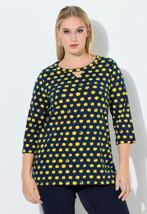 POLKA DOT 3/4 SLEEVE KEYHOLE CUTOUT TEE - Langarmshirt - bright yellow